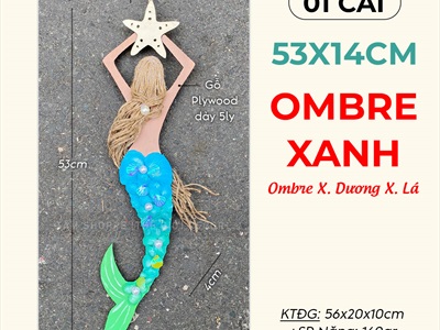 Mô hình Nàng tiên cá Handmade vỏ sò ốc [Bằng gỗ - 3 màu] KT53x14cm MOHINH-PCB-02